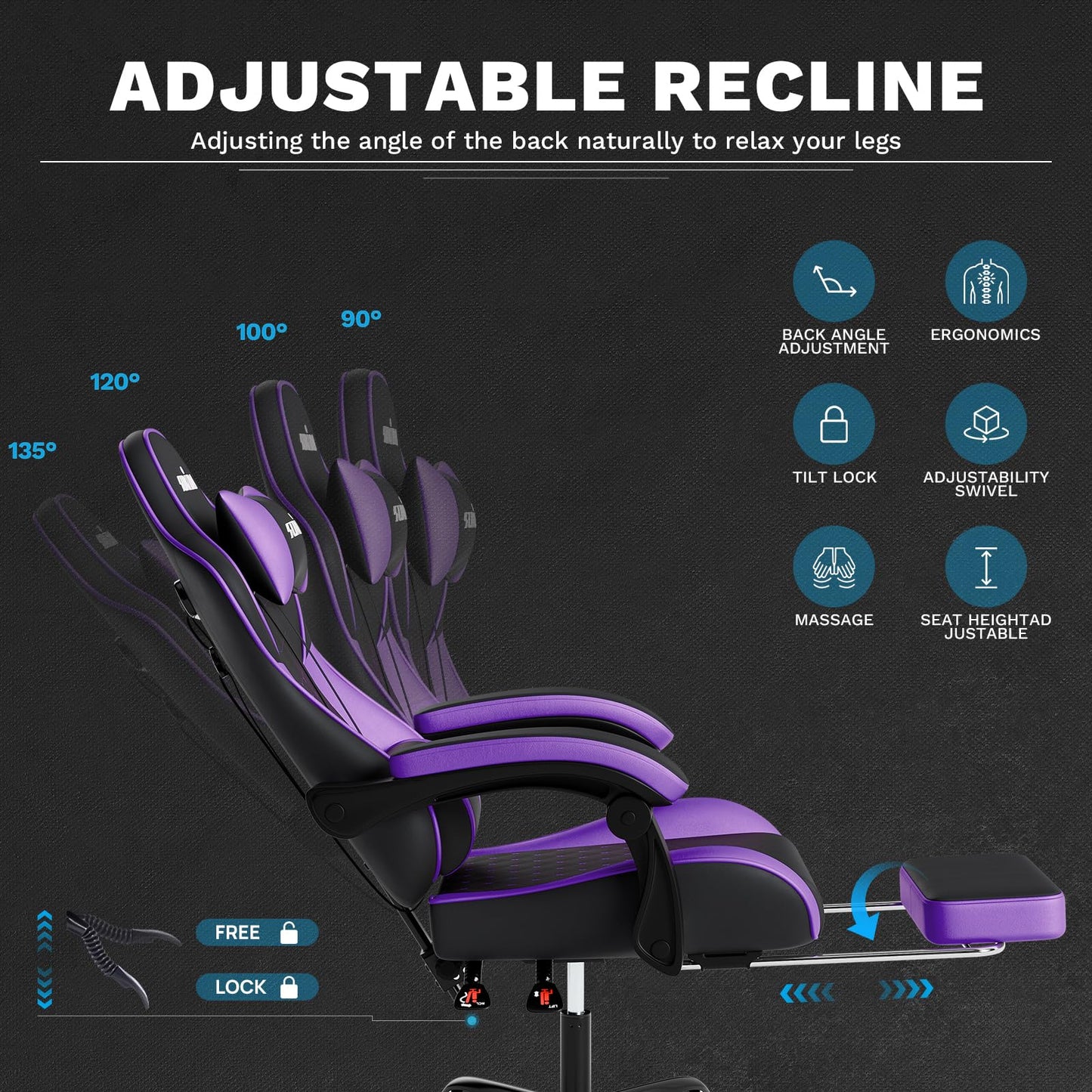 Gaming Ergonomic chair with Footrest Office Computer Chairs for Adults
