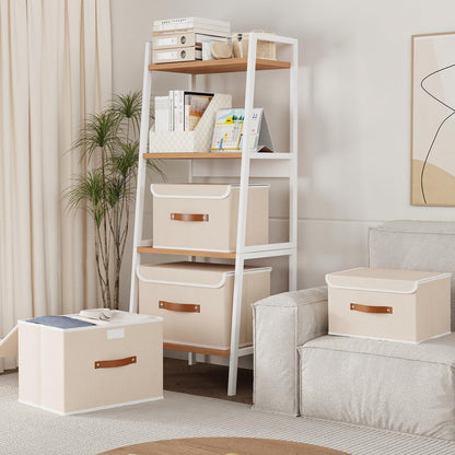 Yawinhe Foldable Storage Boxes, 2 Pack Fabric Baskets,38x25x25cm,Beige