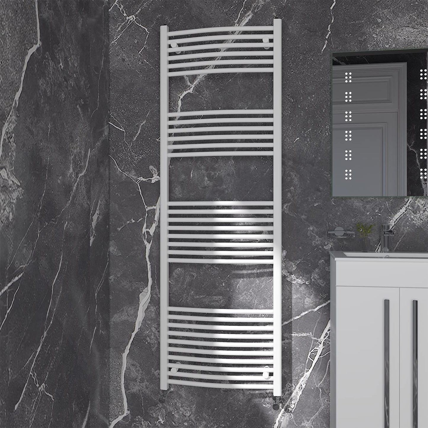 NRG Gloss White Curved Central Heating Towel Rail Radiator 1800×600mm