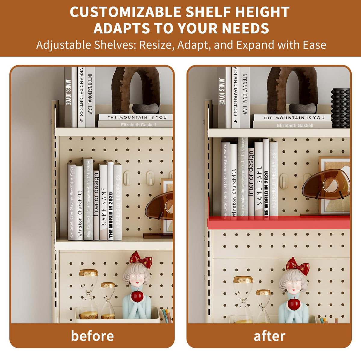 YAGEANNL Clamp-On 2-tier Desk Shelf 100cm,Pegboard Desk Shelf,Desktop Organizer With Pegboard for Gaming,Studying and Working