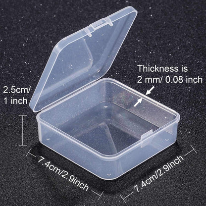 SATINIOR 12 Pack Clear Plastic Beads Storage Containers Box with Hinged Lid for Beads and More 2.9 x 2.9 x 1 Inch