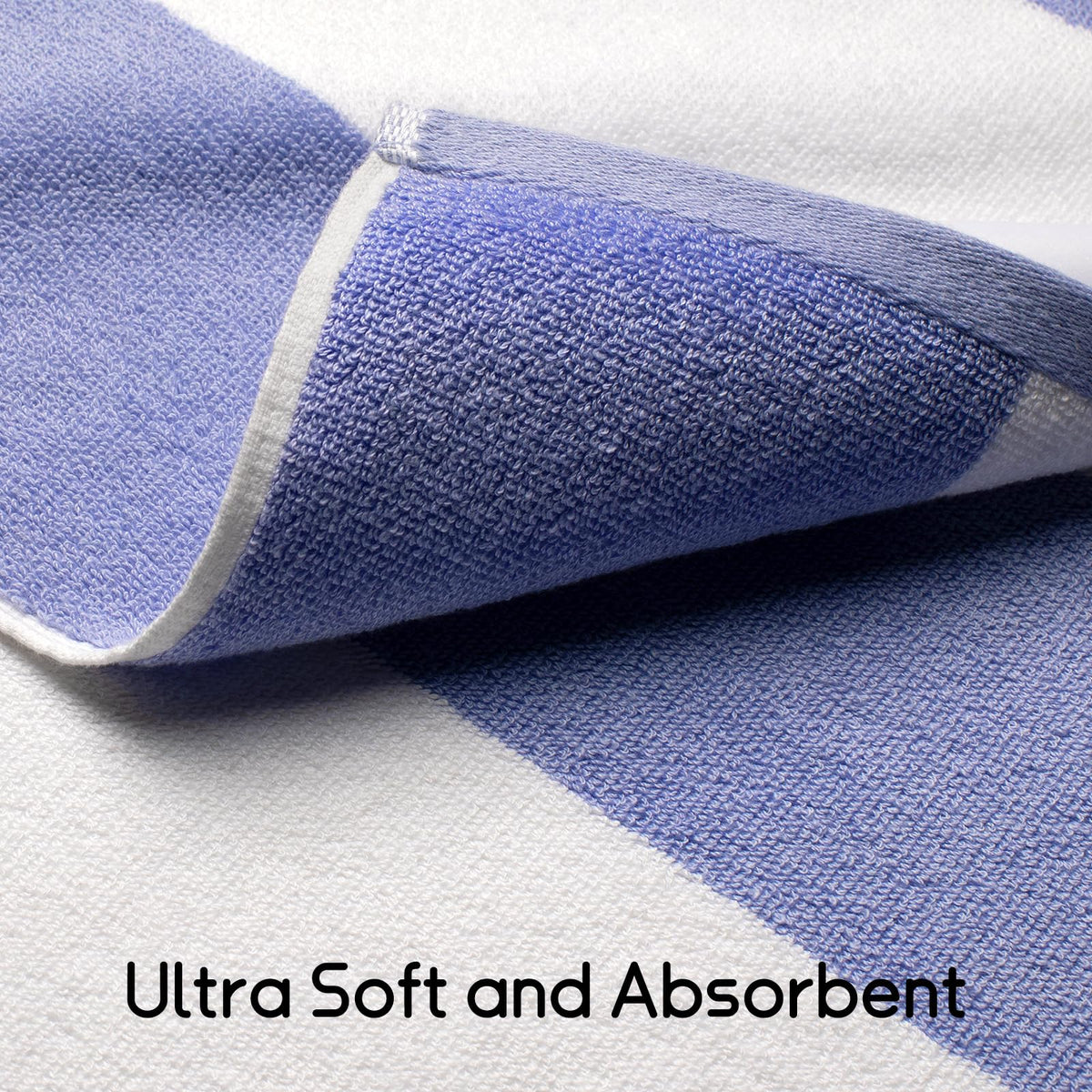Ouxiaobai Cotton Oversized Beach Towel - Extra Large 180 x 100 CM Soft Absorbent Pool Towel for Adults, Striped Cabana Swim Towel Blue