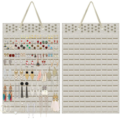 Yanmucy Earring Holder Organizer Hanging Holds Up to 300 Pairs Wall Mount Jewelry Storage Bag Earring Holder For Girls Women Beige