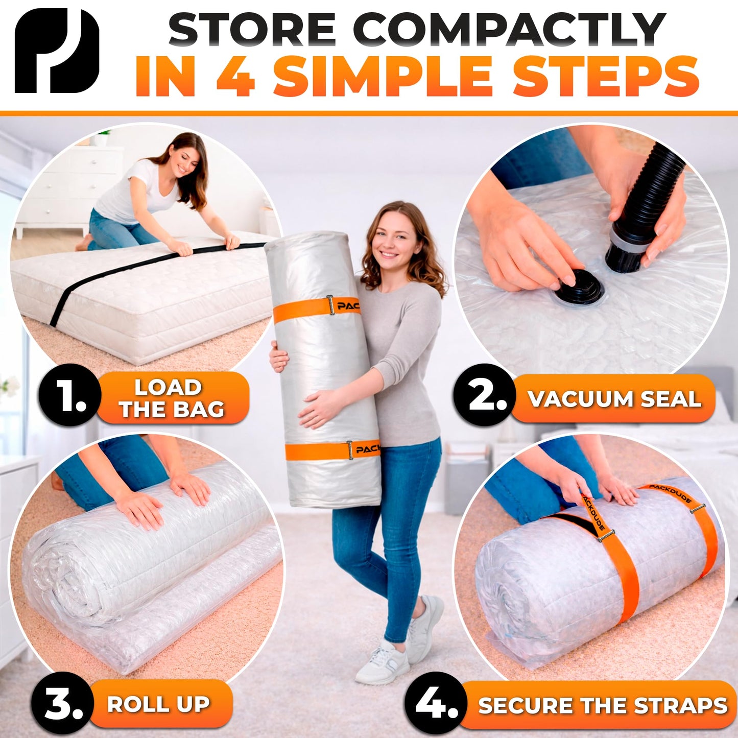PACKDUDE Mattress Vacuum Bag for Super King Size up to 200x200cm (79”×79”)