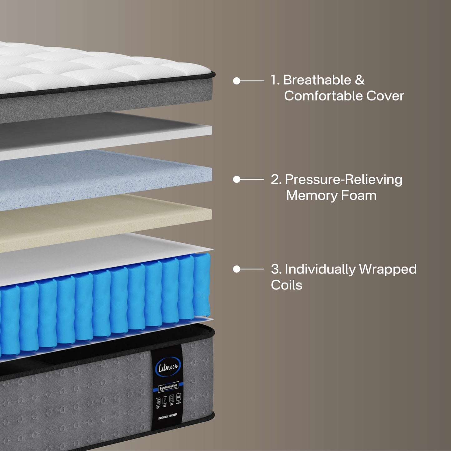 LETMOON Double Memory Foam and Pocket Sprung Hybrid Mattress
