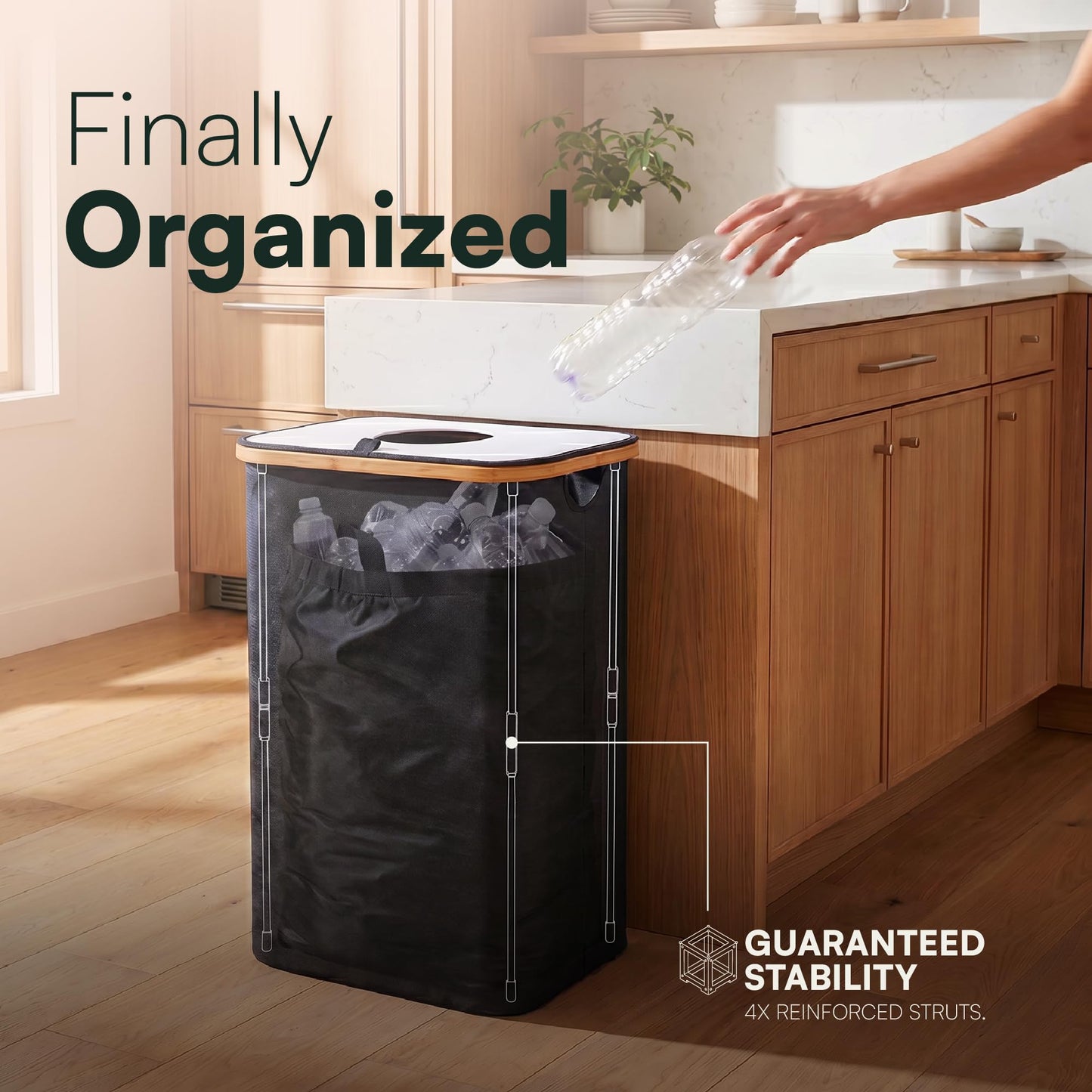 Recycling Bins for Kitchen - Recycle Bin with Lid - Foldable Container Set