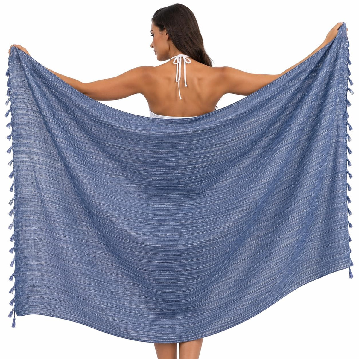 WEFLORIA Turkish Cotton Peshtemal Towel – Lightweight Quick Dry Beach Towel – Large Hammam Spa Towel for Beach, Bath, Travel and Pool blue