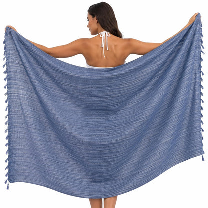 WEFLORIA Turkish Cotton Peshtemal Towel – Lightweight Quick Dry Beach Towel – Large Hammam Spa Towel for Beach, Bath, Travel and Pool blue