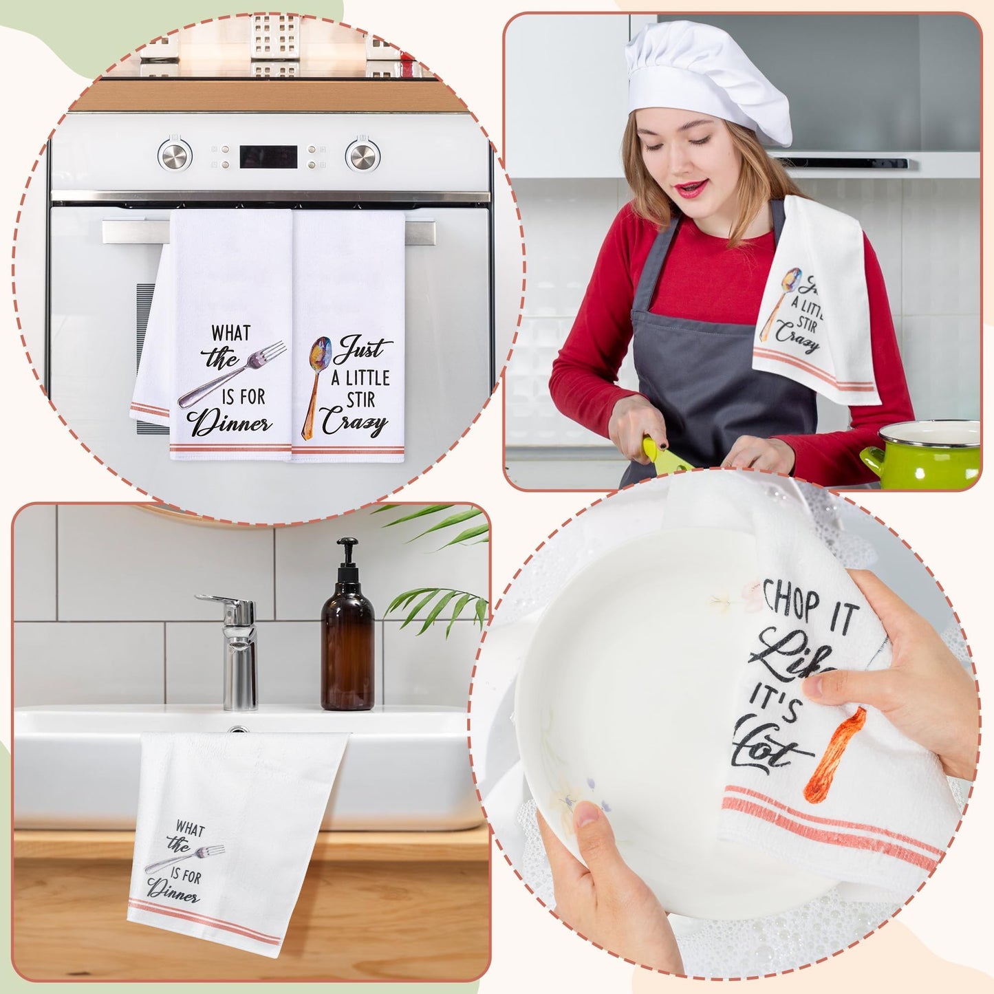 R HORSE 5Pcs Kitchen Dish Towel Funny Cookware Kitchen Dishcloth Absorbent Utensils Themed Cleaning Dishcloth Bar Hand Towel Gift for Baking Lover