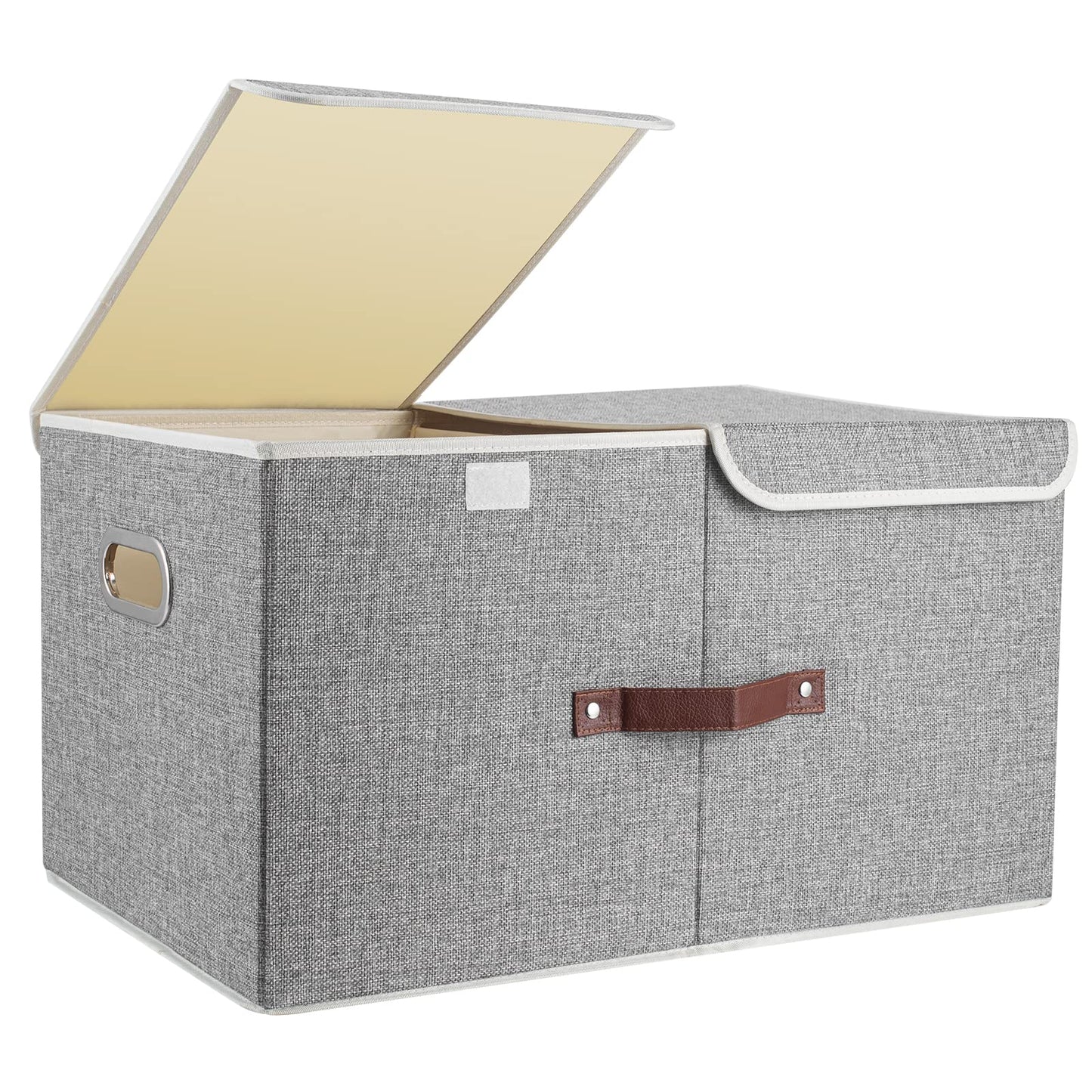 TYEERS Extra Large Storage Box with Lids and Compartments, Collapsible, Washable, Fabric Box with Lid for Clothes, Wardrobe Storage, 55x33x30 cm