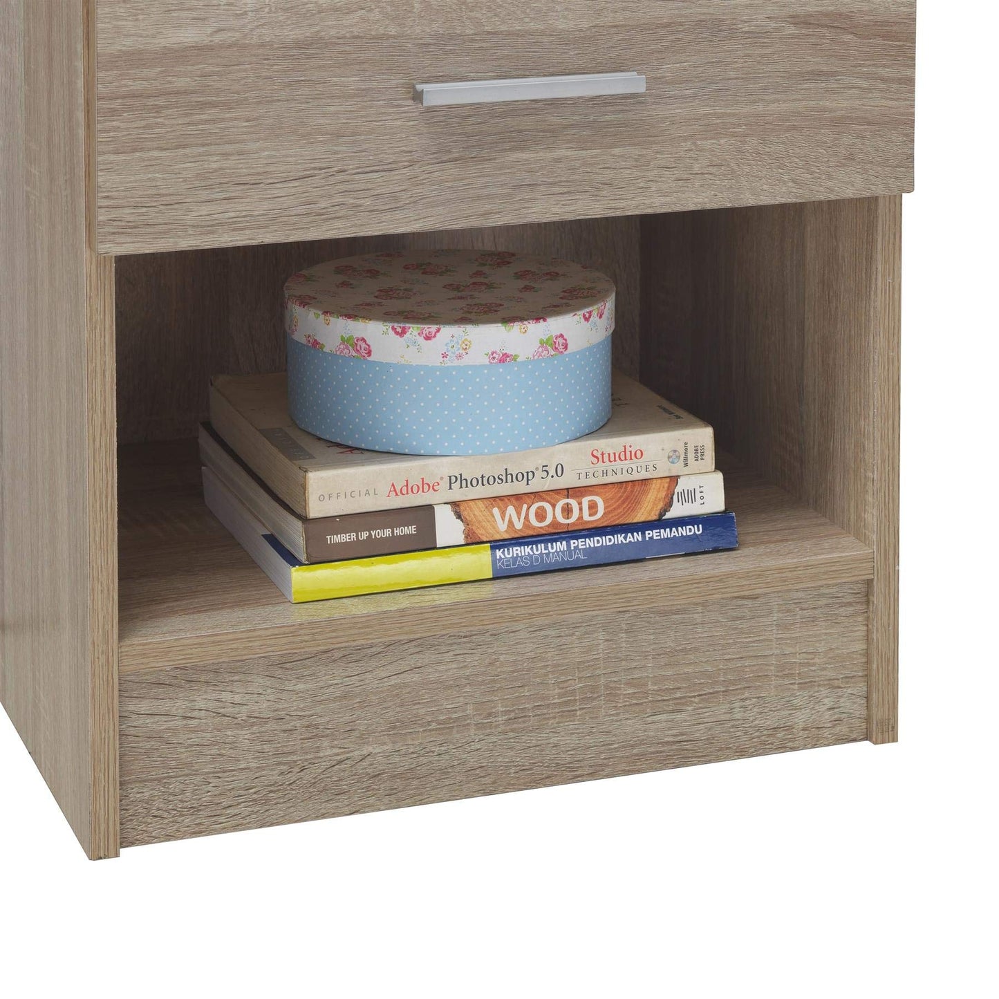 Timber Art Design UK Rio Costa Bedside Table with 1 Drawer & Shelf Cabinet Storage Unit Nightstand Table Modern Furniture for Living Room, Bedroom