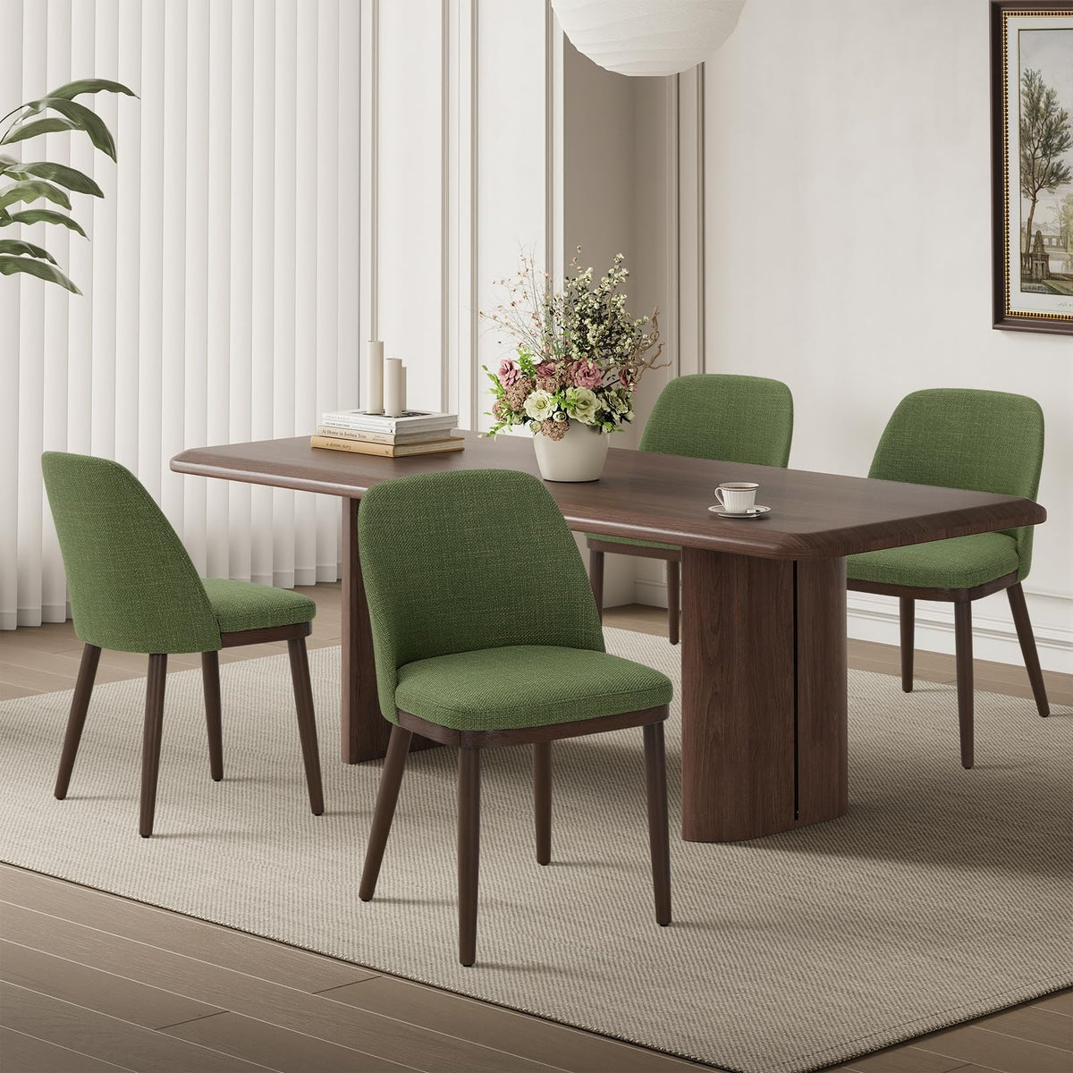 MALOL Thick Wood-base Dining Chairs Set of 4, Upholstered Kitchen Chairs with Solid Wood Legs and Thick Seat Cushion