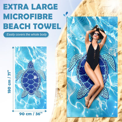 Anavasi 2 Pack Microfibre Beach Towels for Adults, 180 x 90 cm with Net Bag
