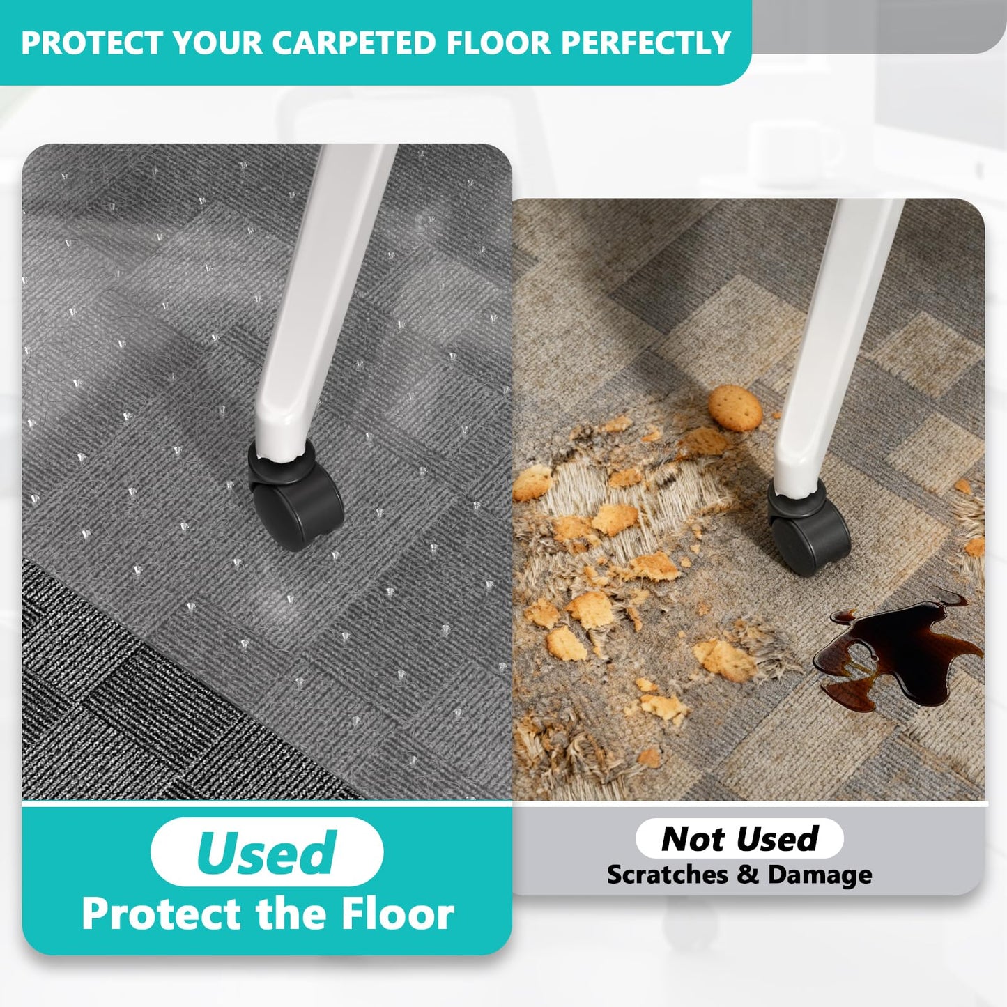 Office Chair Mat for Low Pile Carpet, Clear Heavy Duty Chair Mat with Lip
