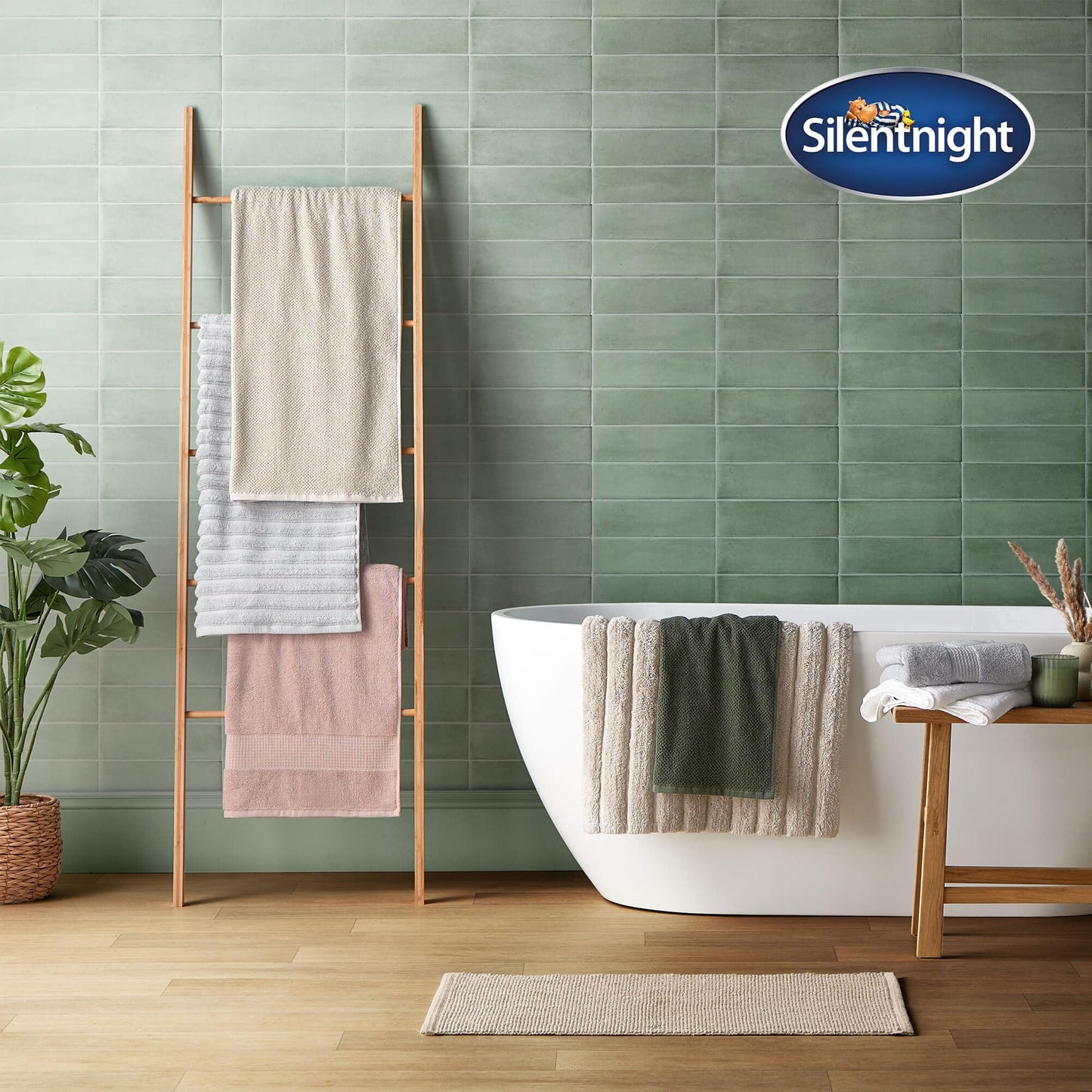 Silentnight Luxury Cotton Bath Towel - Luxuriously Soft & Super Absorbent Deep Pile Towel - 100% Cotton BCI - Textured Waffle Border Bath Towel