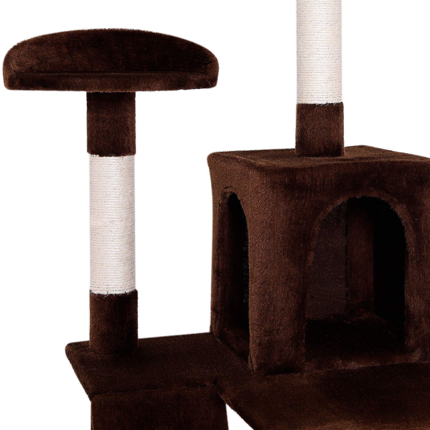 lionto Scratching tree for cats with hammock & tunnel, height 133 cm, cat tree with sisal rope & soft plush, cozy lying areas & caves, suitable for