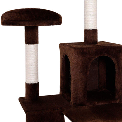 lionto Scratching tree for cats with hammock & tunnel, height 133 cm, cat tree with sisal rope & soft plush, cozy lying areas & caves, suitable for
