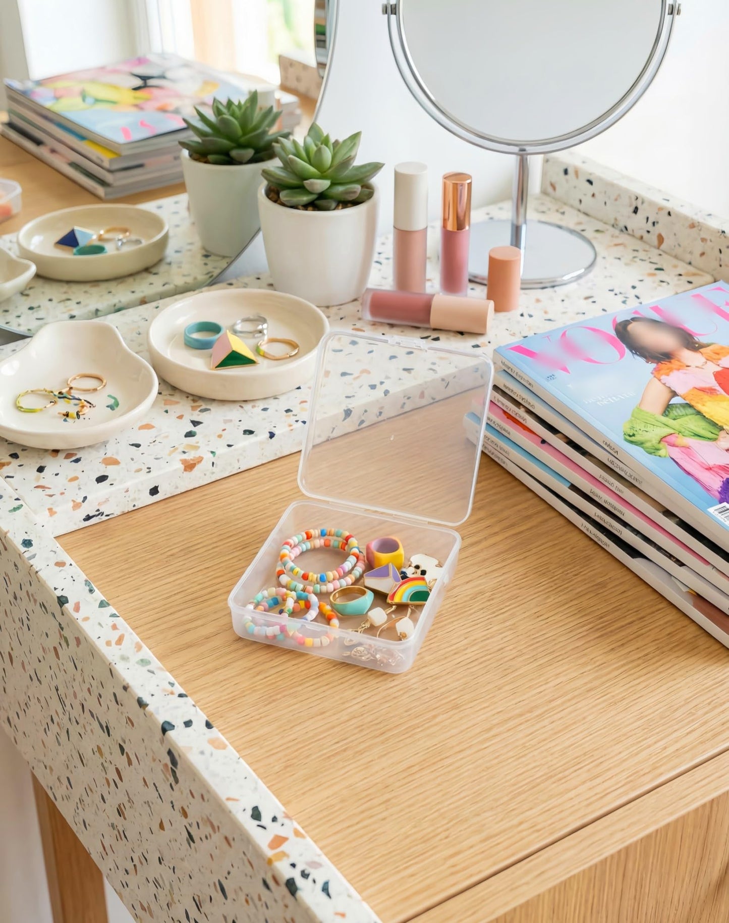 LJY 24 Pack Plastic Storage Boxes with Lids 12.5 x 12.5 x 3.5 cm, Clear
