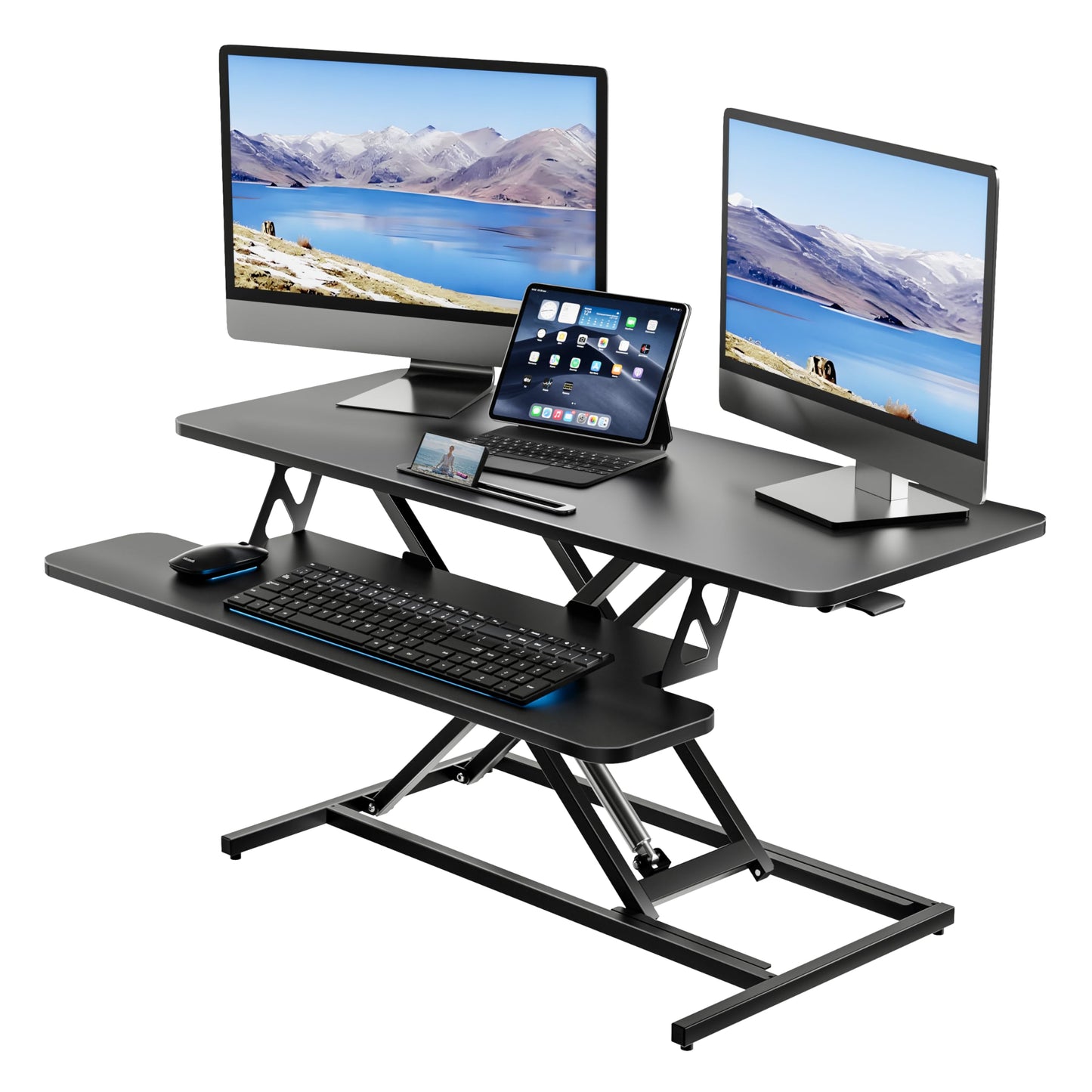 ERGOMAKER Height Adjustable Standing Desk Converter 101cm(40 Inch), Black