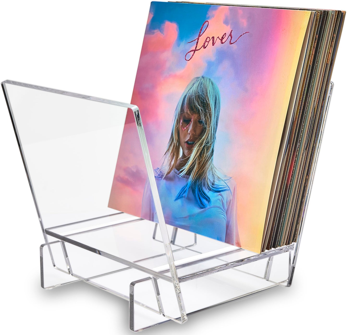 Honygebia Acrylic Vinyl Record Holder - Clear Record Album Holder, V-Shaped Vinyl Record Storage Racks, Album Holders for Vinyl Records