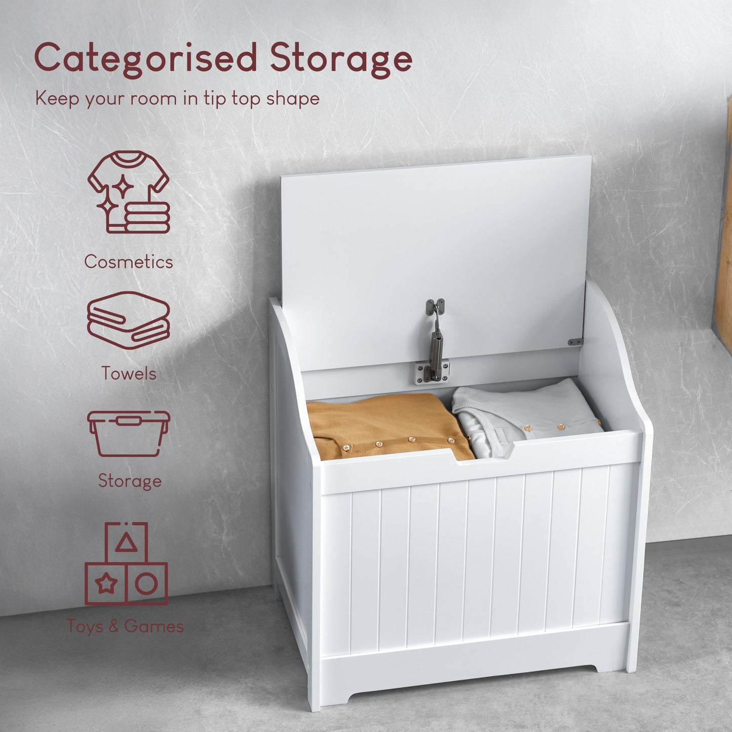 Bath Vida Priano Freestanding Bathroom Wooden Laundry Chest, White