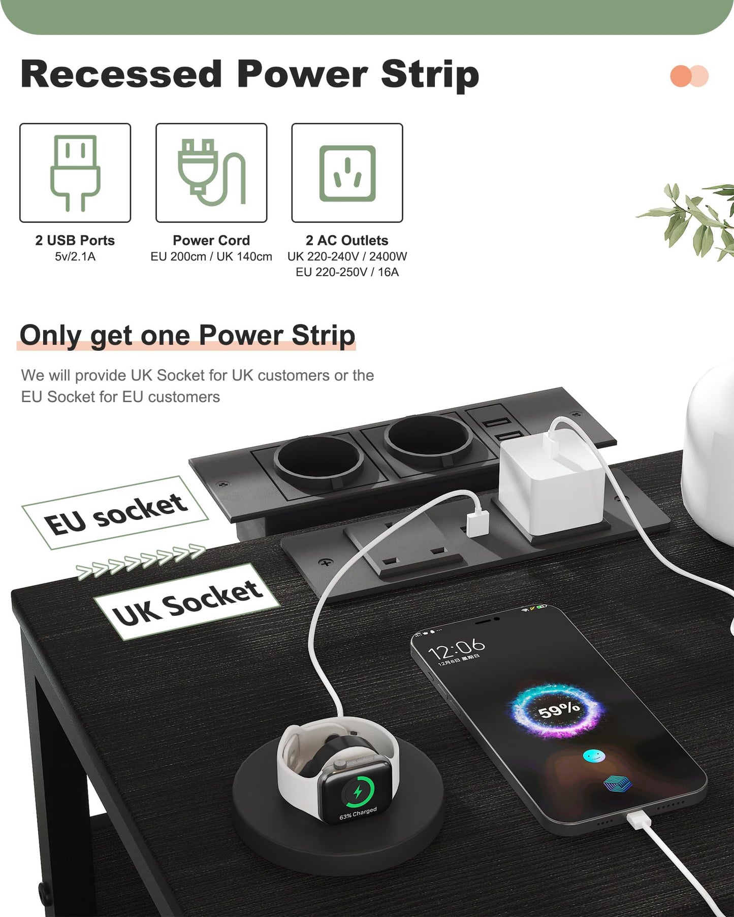 Lutown-Teen Chest of Drawers with Charging Station on Wheels, Black
