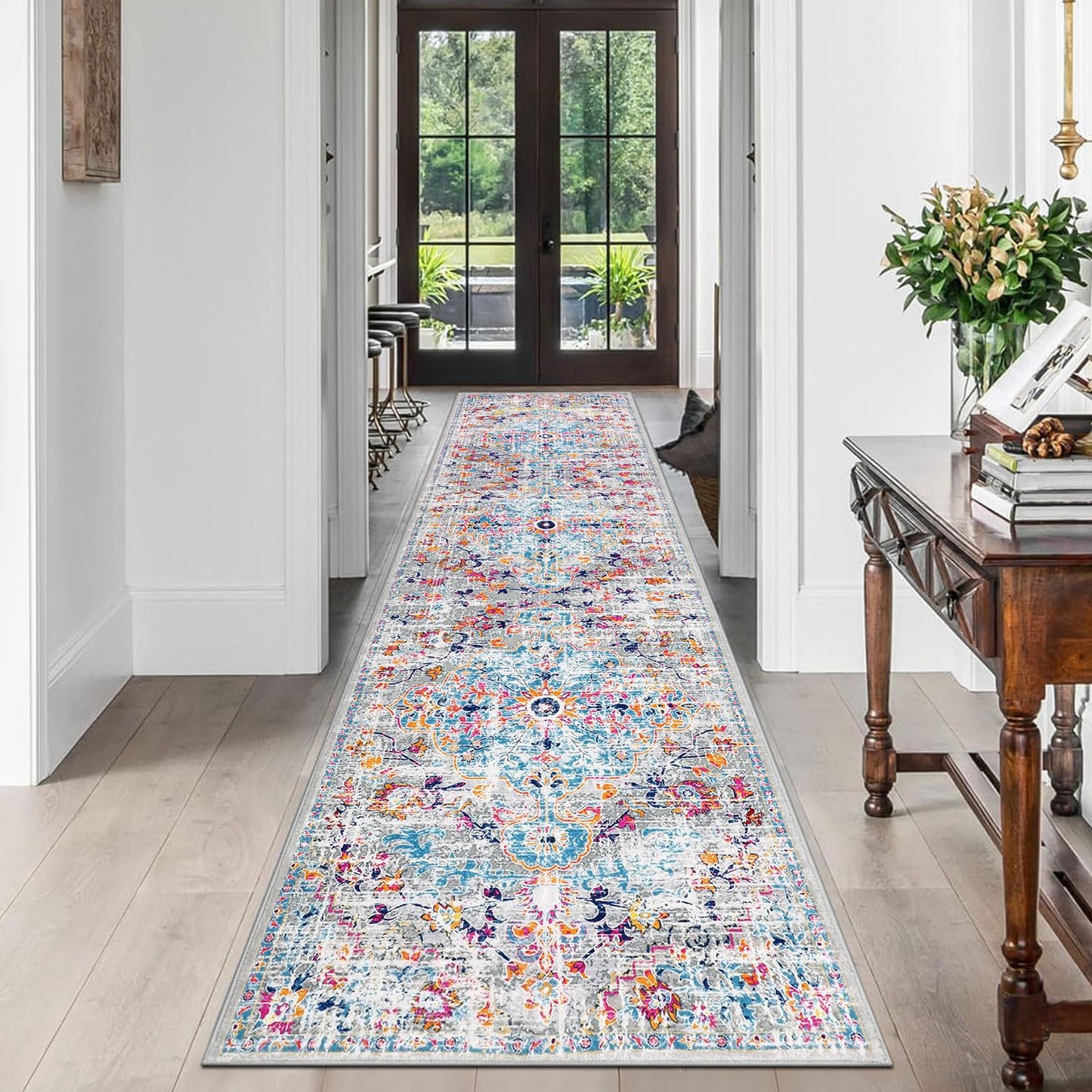 SHACOS Hallway Runner 60x305cm Non Slip Carpet Runners for Hallway Long Shaggy Hall Runner Washable Distressed Floor Carpet Low Pile Non Shedding Area