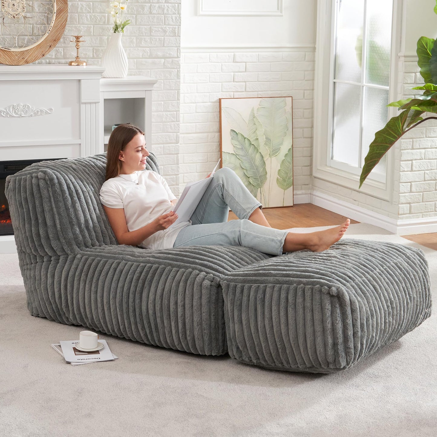 Hobestluk Adult Bean Bag Chairs with Memory Foam Lazy Sofa for Living Room