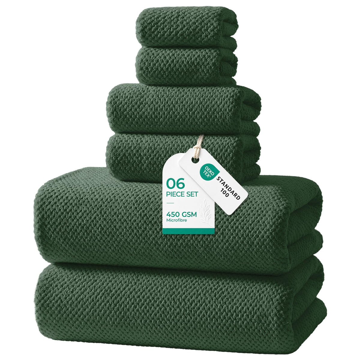 REDKISS 6 Pack Microfibre Towels set-450g/m²,Super Absorbent Towel for Bath