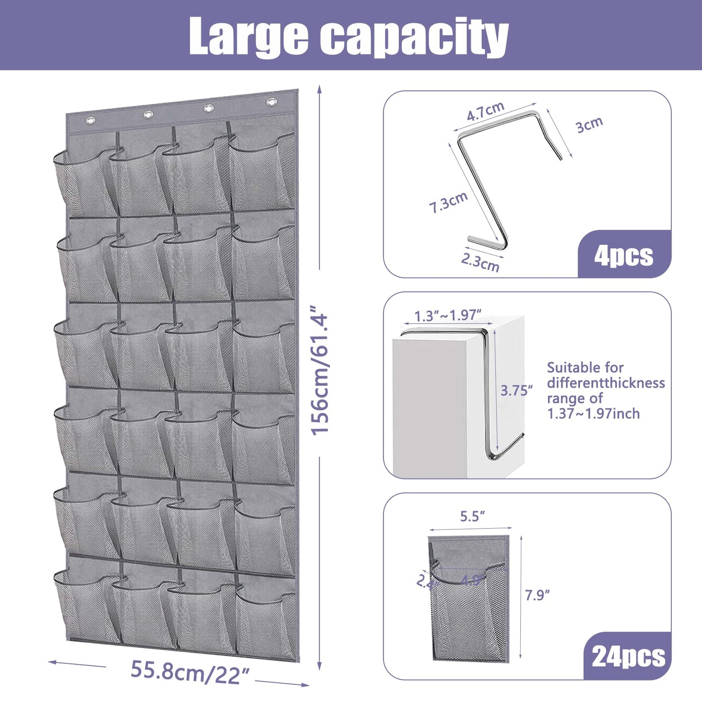 Newthinking Over the Door Shoe Storage Organiser, Hanging Shoe Rack Storage