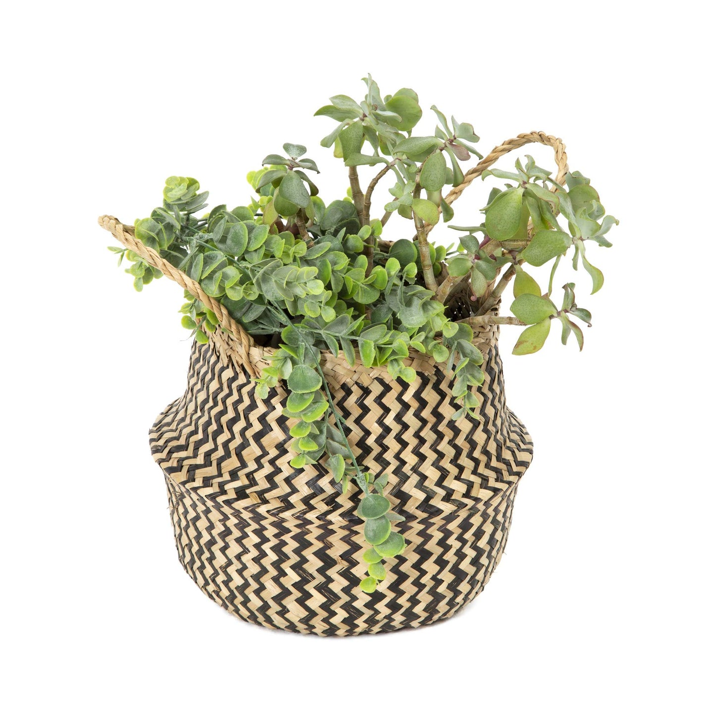 Compactor Belly Basket M - Handwoven Seagrass Storage Basket, Black (27X27X26 cm)