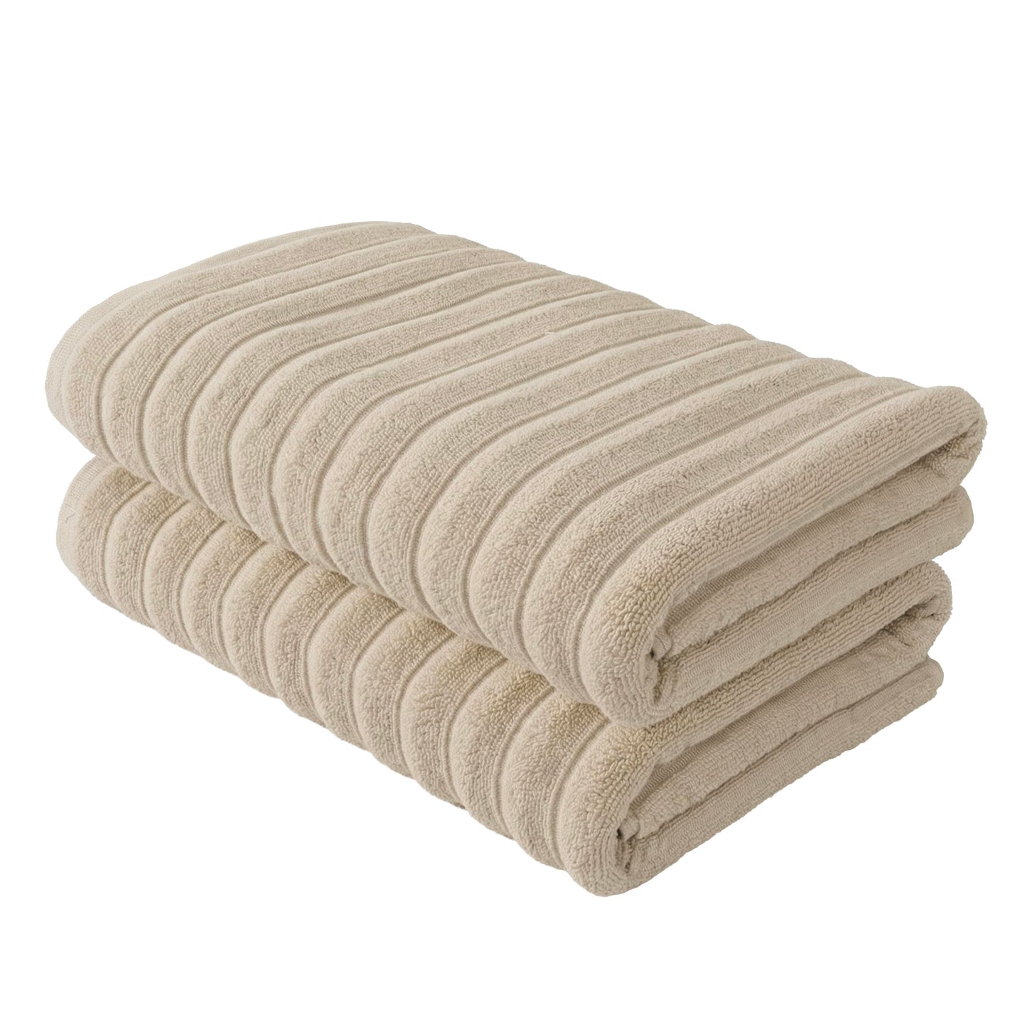 BERIBO Cloud Turkish Towel Set 100% Cotton 620gsm (Beige, 2 Bath Towels)