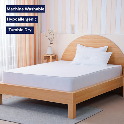 Sheet Story Bamboo Waterproof Mattress Protector Double Size - 40cm Deep Pocket - Hypoallergenic, Terry Bamboo Fabric - Mattress Protector Double Bed