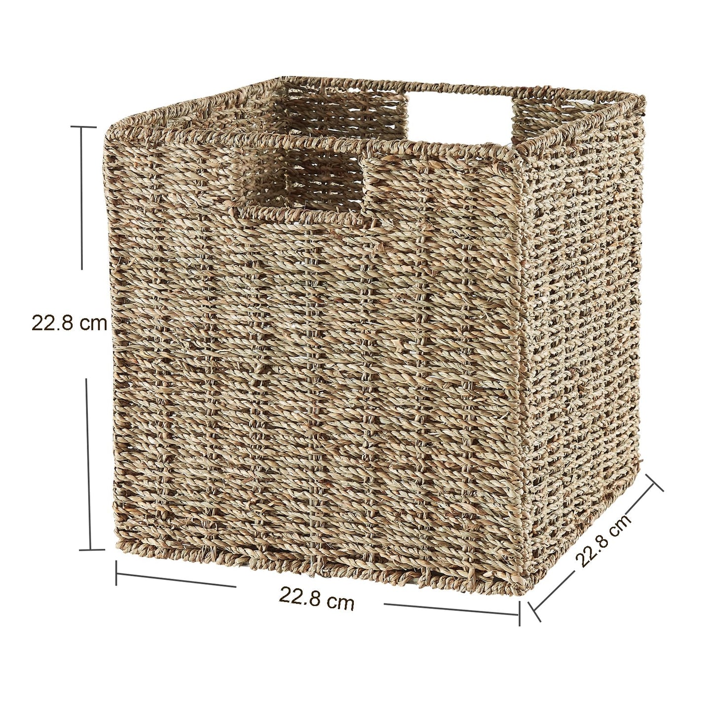 Vagusicc 2-Pack Sea Grass Storage Baskets with Handles, Wicker Basket for Bathroom Gift Toys Storage, Small Storage Baskets for Shelves Organizing