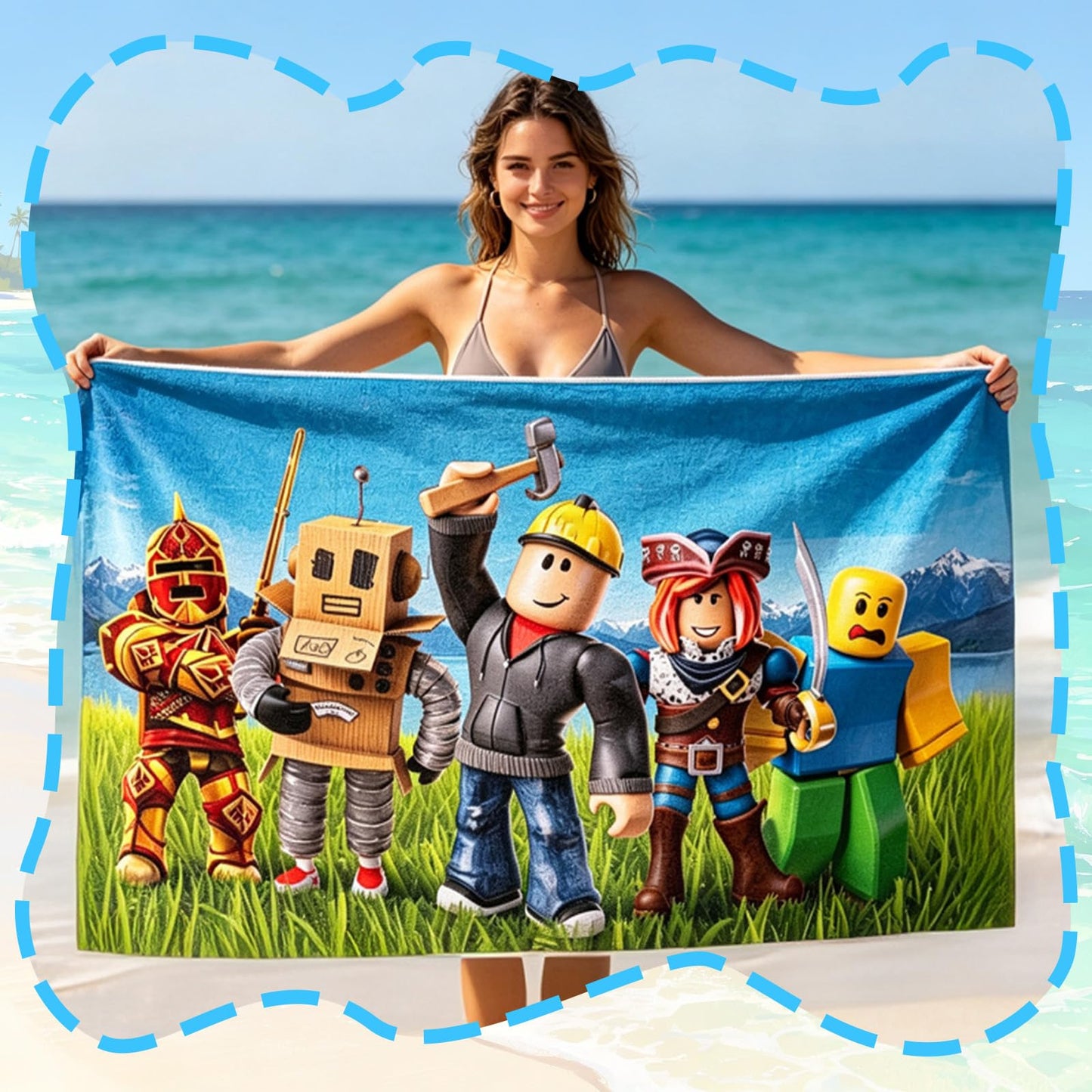 Driflo Roblx Beach Towels, Roblx Bath Towel, 29.5 * 59in Bath Towel, Super Soft and Durable for Bathroom, Gifts for Fans