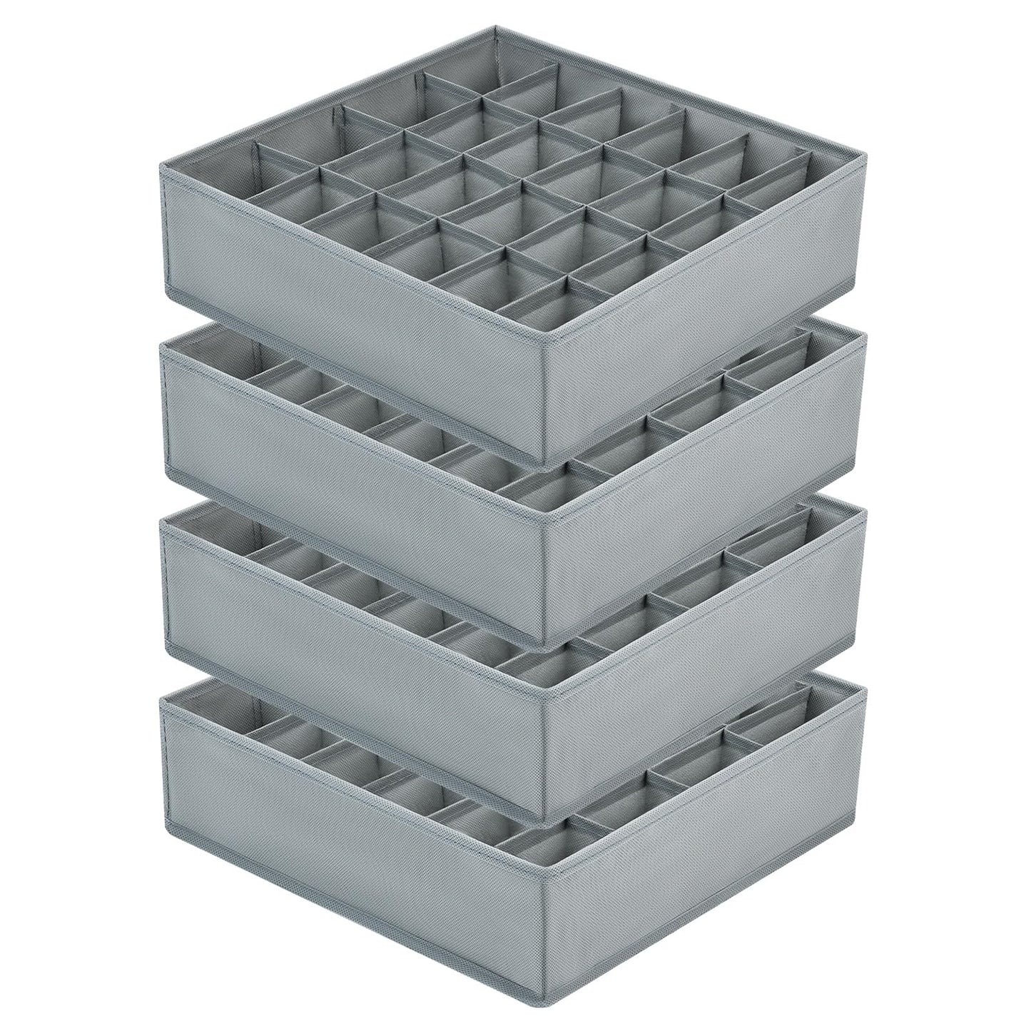 Joyoldelf Drawer Organiser - Set of 4 Foldable Sock Organisers - Wardrobe Storage Organiser with 24 Cells - Drawer Dividers Storage Boxes for Socks