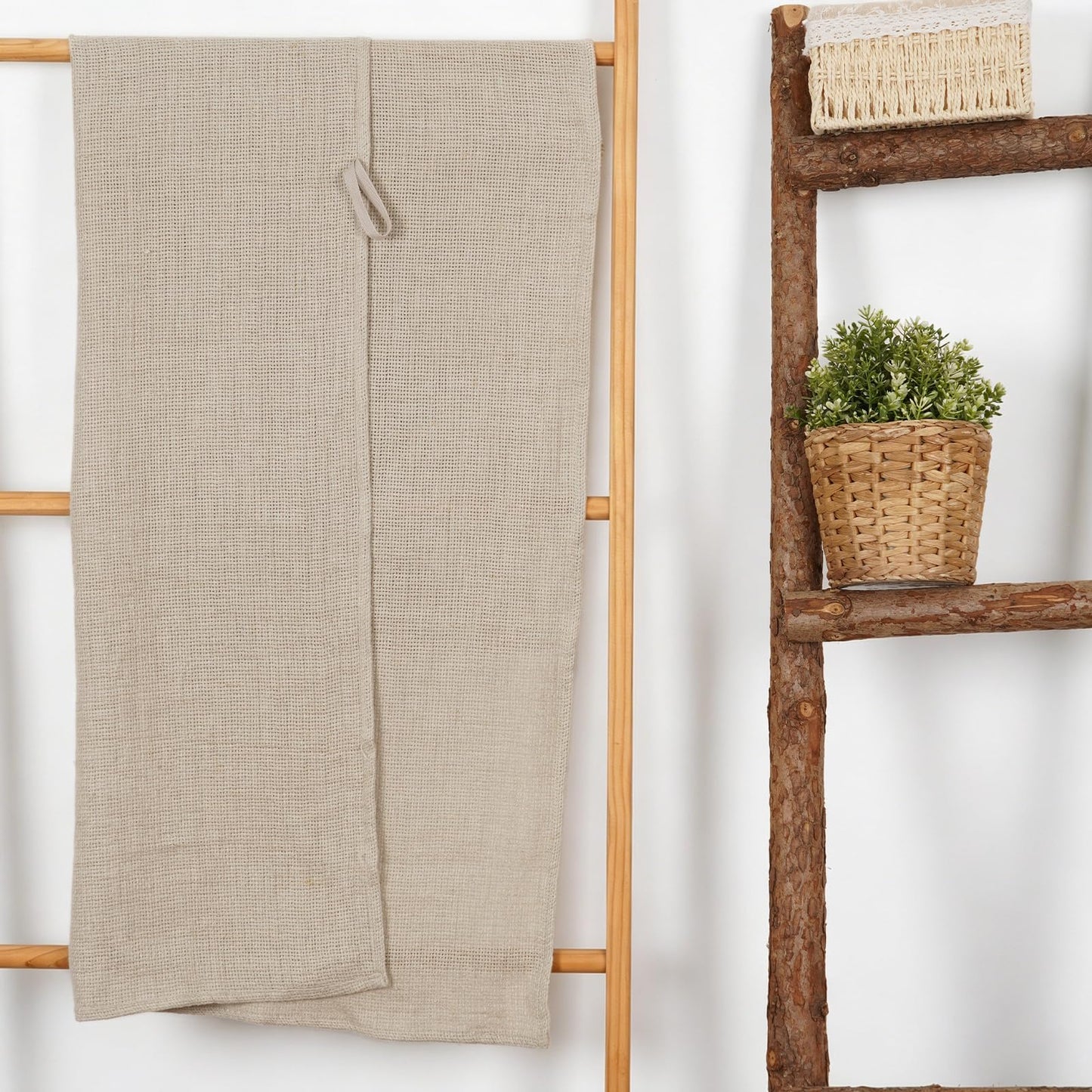 HSOFTIFY 100% Pure Linen Bath Towel with Hanging Loop for Bathroom, Linen