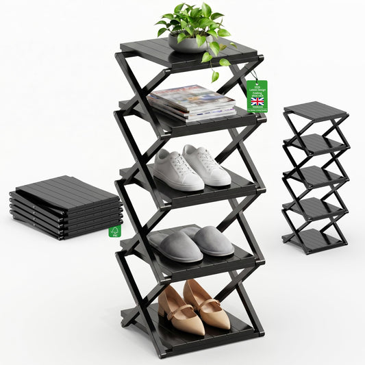 Veekovo Bamboo Shoe Rack, Portable Folding Shoe Storage Rack, Without Installation, Thickened bamboo board, Perfect for Corridors