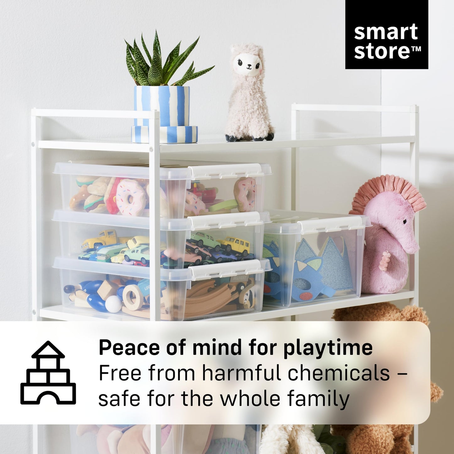 SmartStore - 10x Plastic Storage Box with Lid Classic 2L (21x17x11cm) |Storage Drawers|Food-Safe Material|Kitchen & Organisation|BPA-Free|Durable