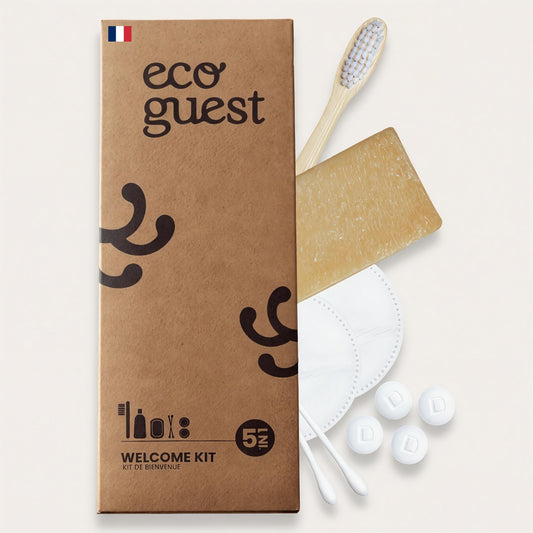 Airbnb Bathroom Kit x20 ? Holiday Rental Gift Set ? Hotel Premium 5-in-1 Travel Kit ? Ecological Amenities without Plastic ? EcoGuest