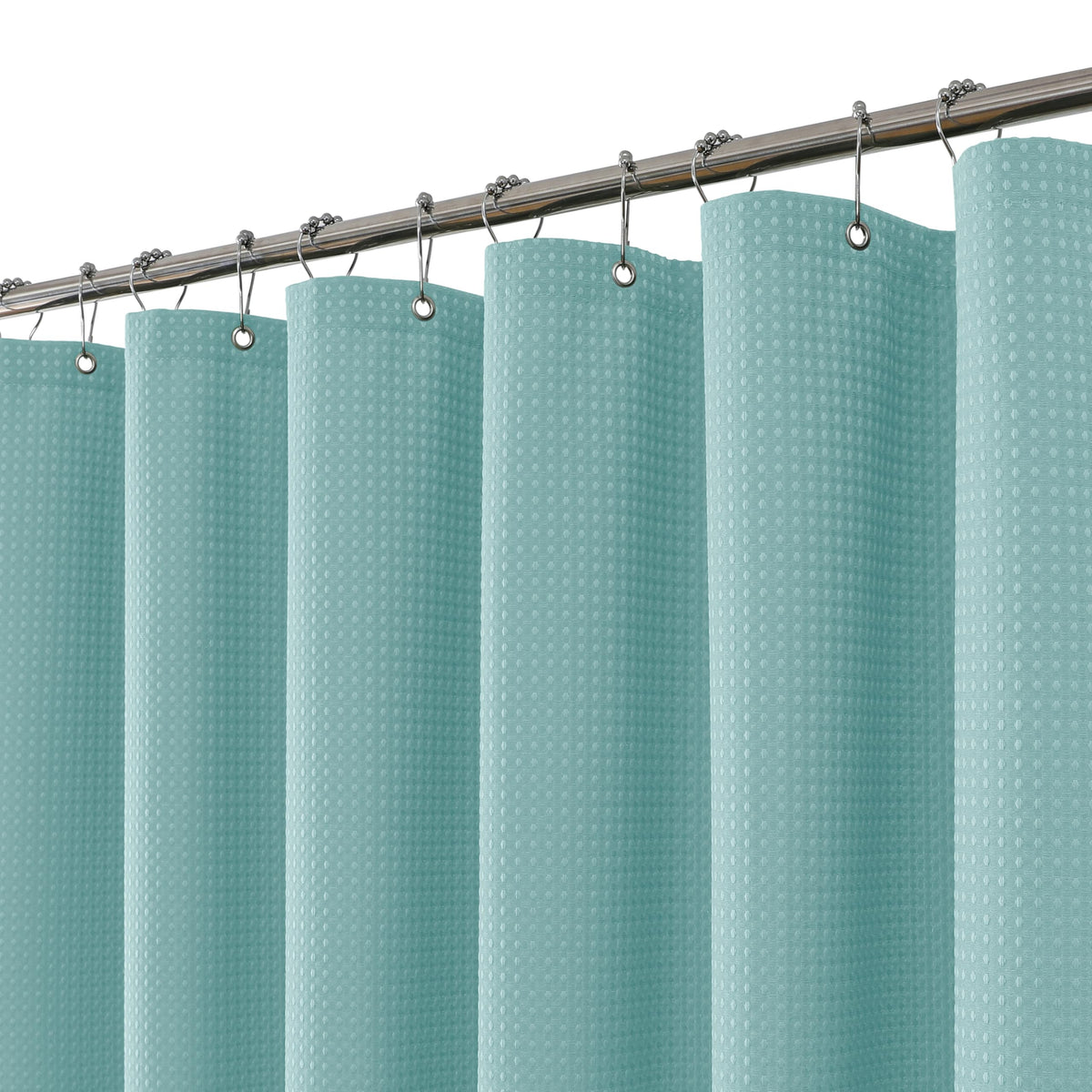FY&XZH Heavy-Duty Waffle Weave Shower Curtain with Stainless Steel Hooks, Thick Fabric for Bathroom, Hotel, Spa & Salon-183 x 183cm Blue