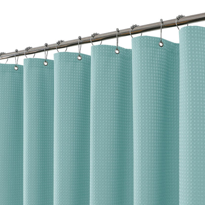 FY&XZH Heavy-Duty Waffle Weave Shower Curtain with Stainless Steel Hooks, Thick Fabric for Bathroom, Hotel, Spa & Salon-183 x 183cm Blue