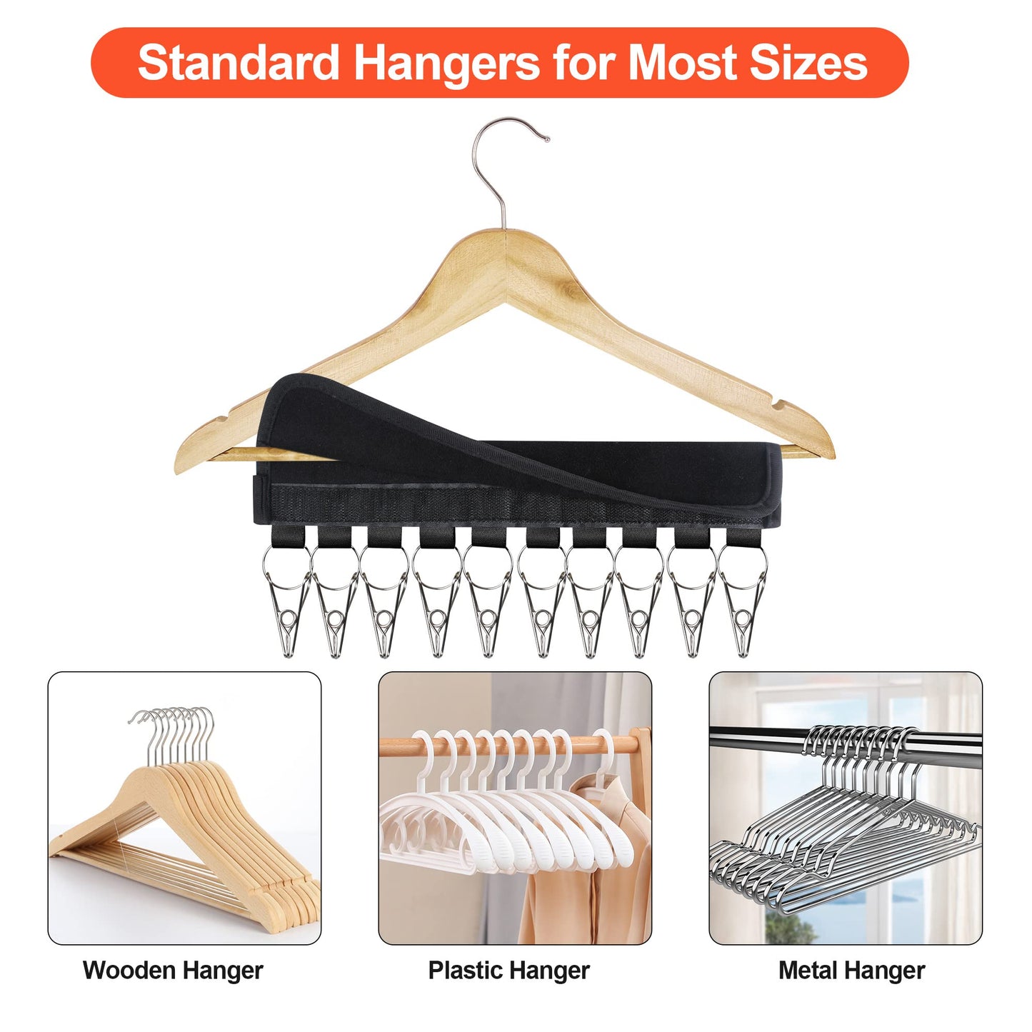 UCOMELY Hat Organizer Holder for Hanger & Room Closet, 2Pack 10 Large Stainless Steel Hat Storage Clips, for Hang Baseball Hats, Ball Caps