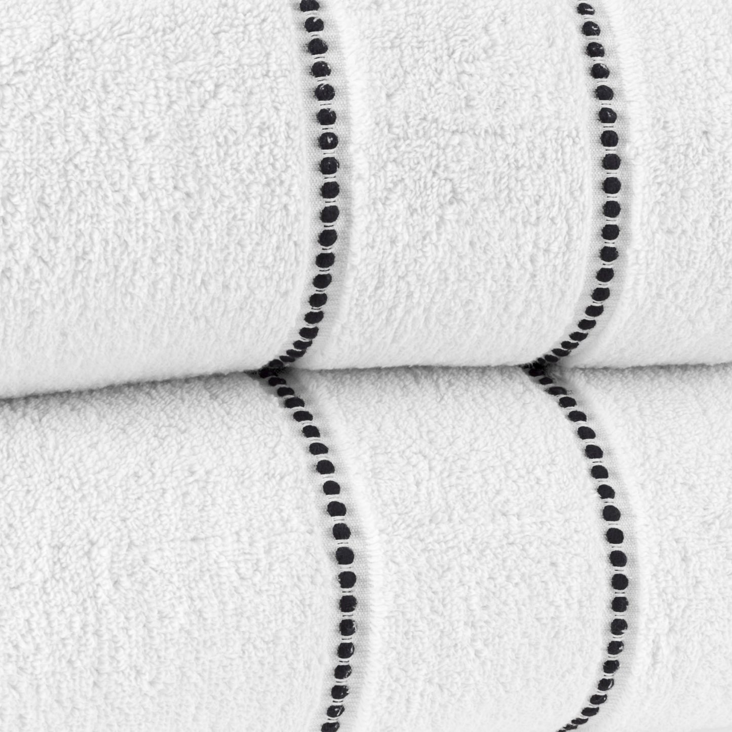 Luxury Cotton Towel Set- 2 Piece Bath Sheet Set Made From 100% Zero Twist Cotton- Quick Dry, Soft and Absorbent By Bedford Home (White/Black)