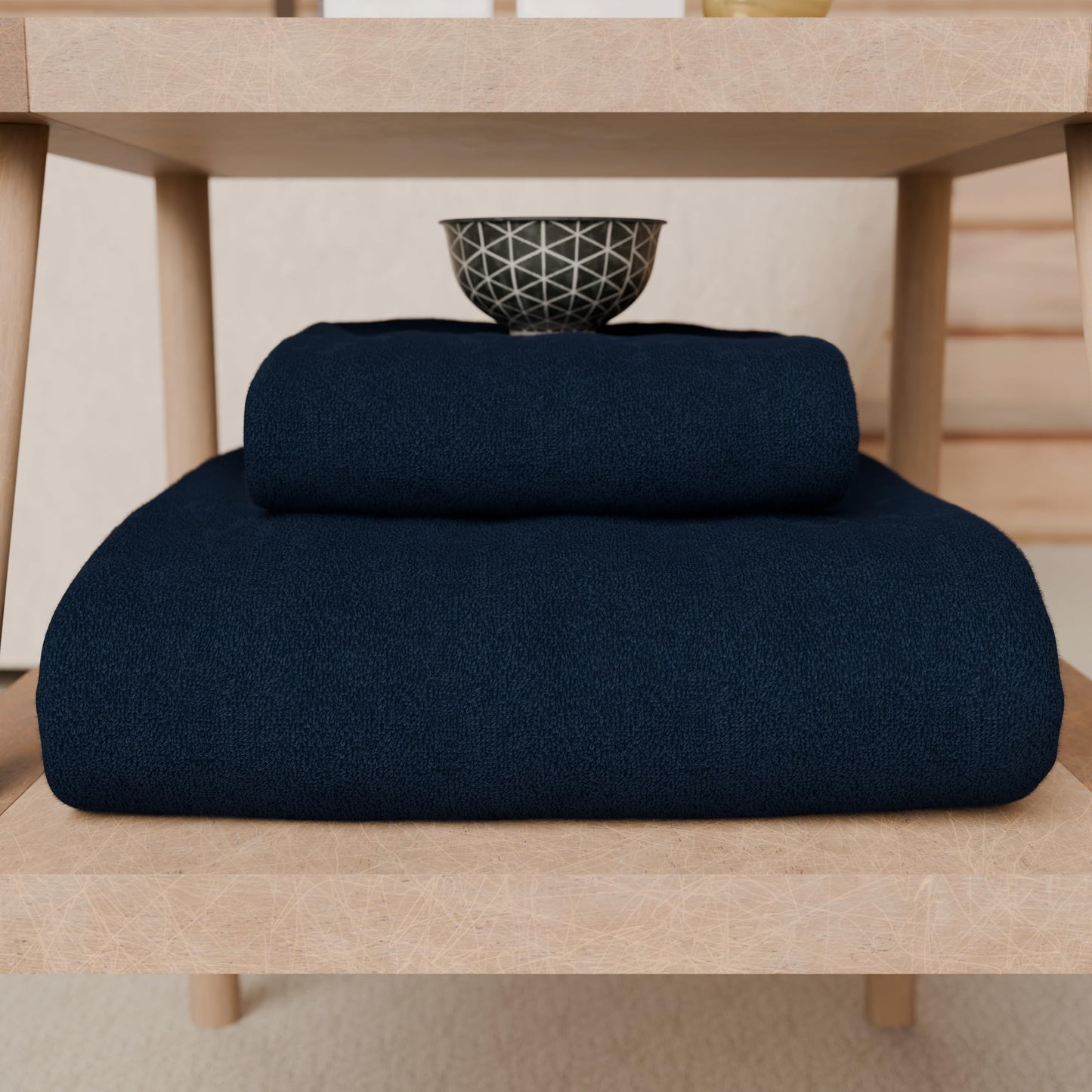 PETTI Artigiani Italiani - 100% Cotton Terry Bath Towels, 1+1 Towel Set, 2 Pieces 1 Face Towel and 1 Hand Towel, Blue Towels