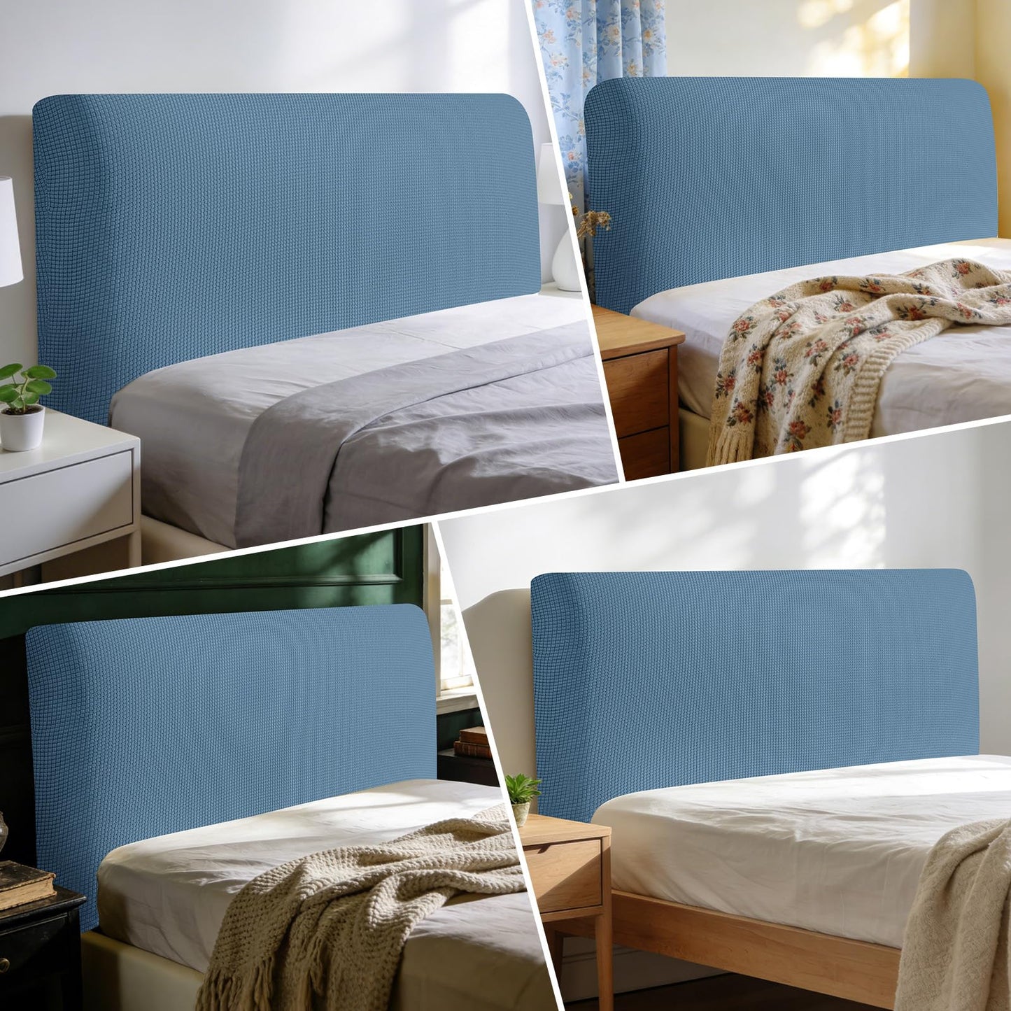 Niuoppy Bed Headboard Cover Fully Wrapped, Stretch Head Board Covers for Single Bed, Beds Headboard Protector Dustproof and Cat Scratch-proof