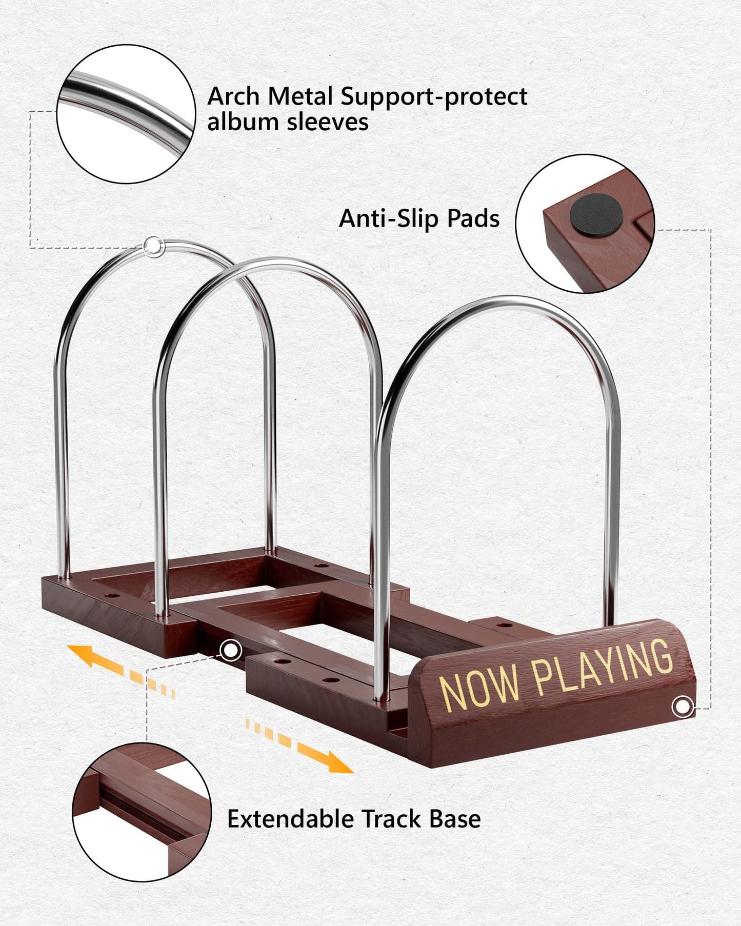 BS-VOG Vinyl Record Storage Stand, Expandable Holder for 30-70 LPs