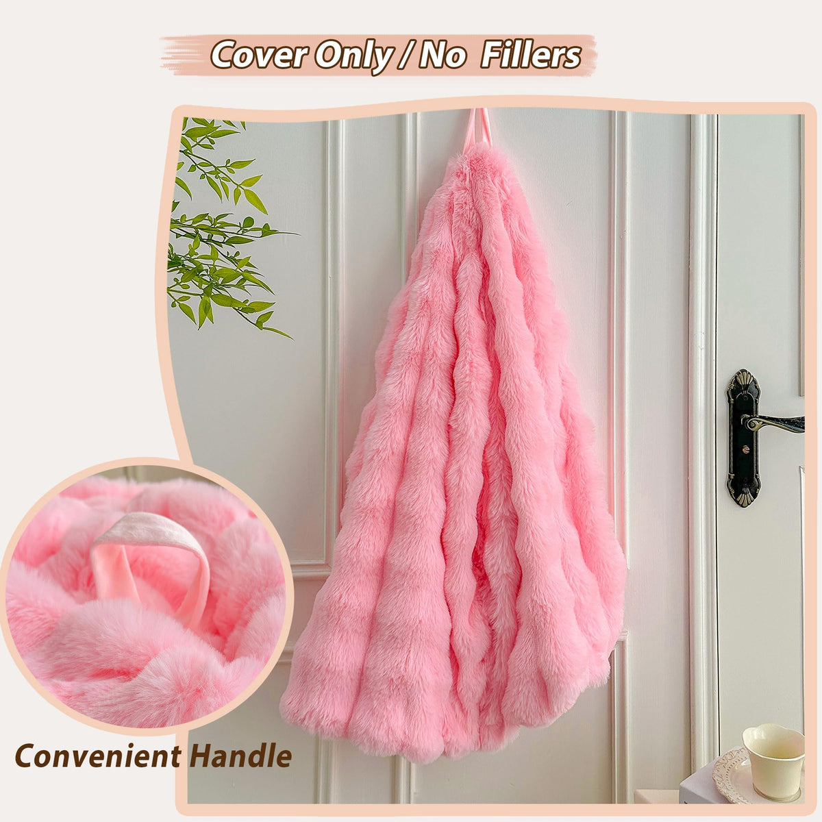 LIFEREVO Kids Fluffy Faux Rabbit Fur Bean Bag Chair Cover, No Filler, Pink