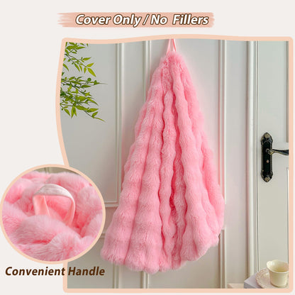 LIFEREVO 3FT Fluffy Faux Rabbit Fur Bean Bag Chair Cover, No Filler, Pink