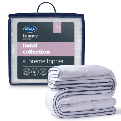 Silentnight Hotel Collection Mattress Topper Double Bed - Luxury Soft Silky Comfortable 5cm Thick Deep Mattress Protector Pad Cover with Deep Fit
